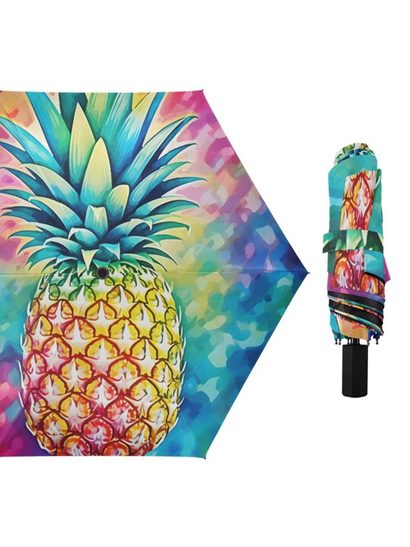 3d Pineapple Compact Sun Umbrella Windproof Travel Umbrellas for Rain Strong Portable UV Protection