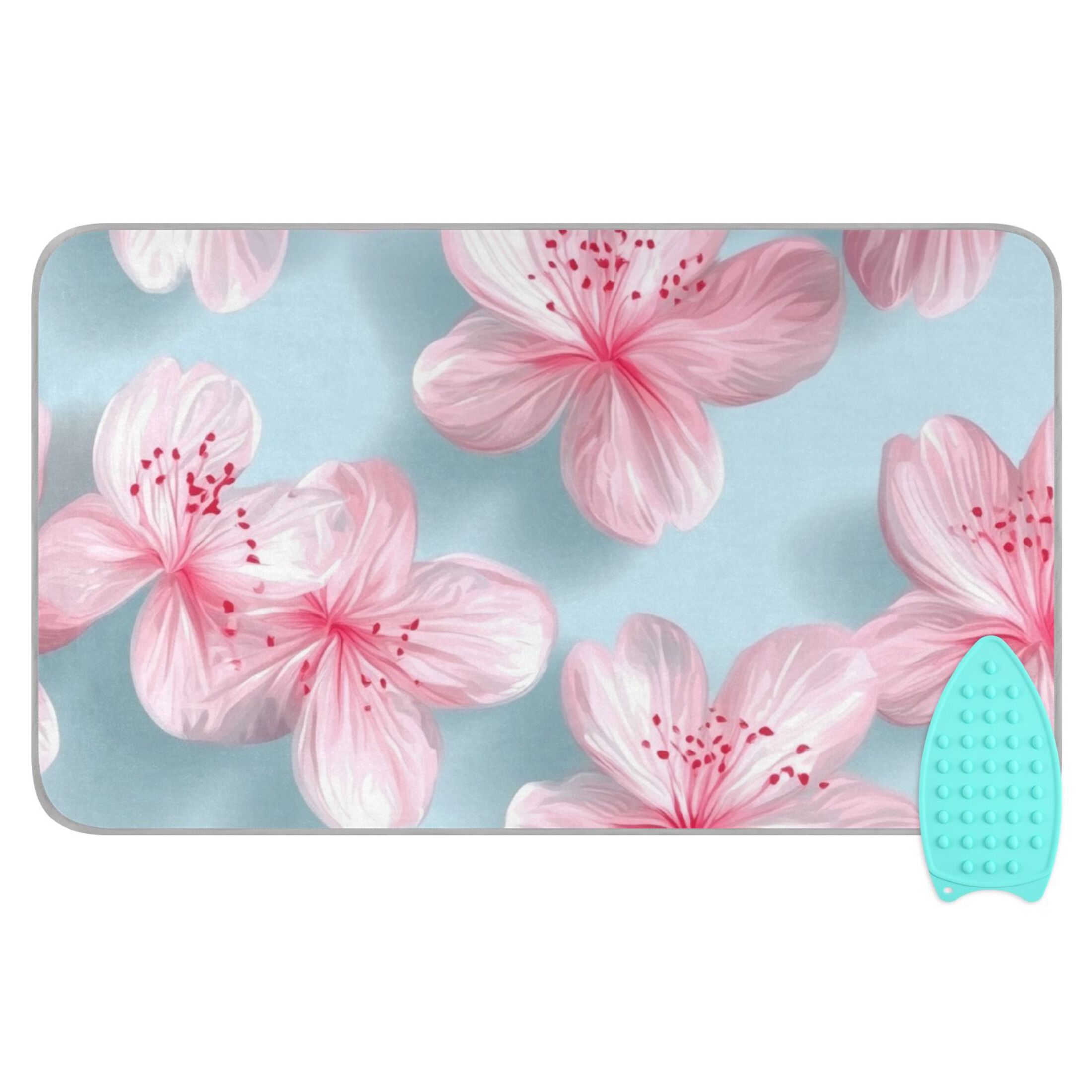 3d Pink Flowers Ironing Mat Blanket Portable Travel Ironing Pad Heat Resistant Pad 47.2" x 27.6”