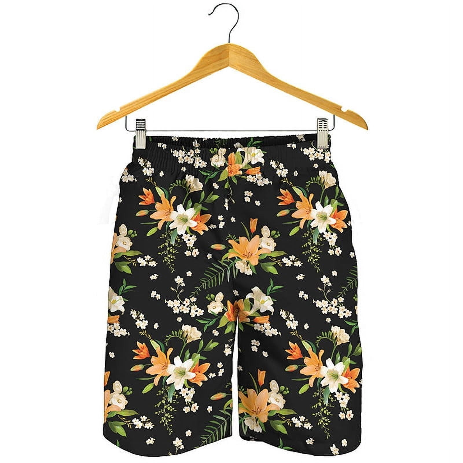 Summer Design 03 on Men's Floral Print Swim Shorts - Perfect for Summer Beach Days