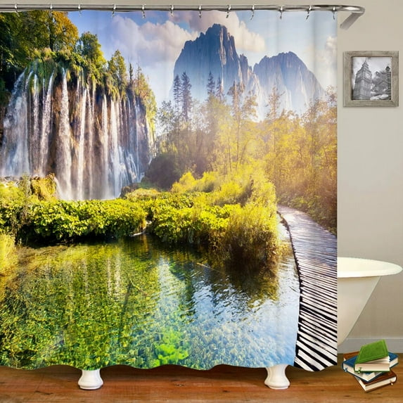 3d Print Waterfall Forest landscape Pattern Shower Curtain Bathroom Waterproof Bath Curtain With 180*200 Polyester Cloth