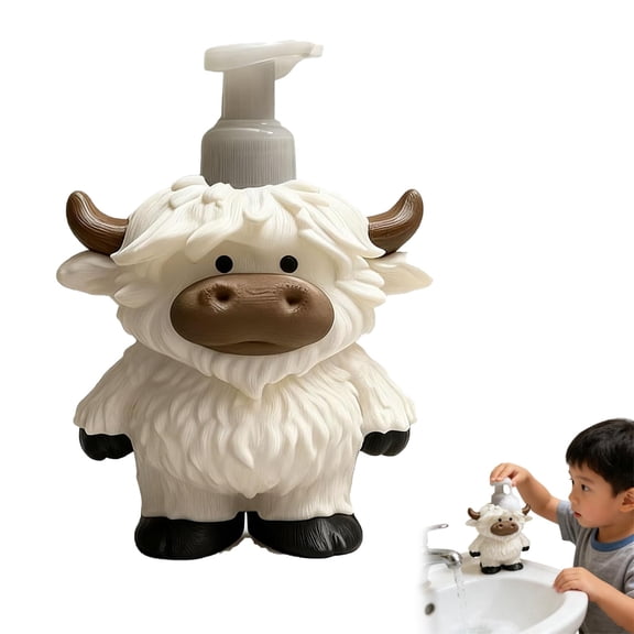 3d Printed Adorable Highland Cow Refillable Adorable Highland Cow Bottle Holder for Hand Soap & Shower Gel,3d Printed Farmhouse Suitable for Bathroom,White