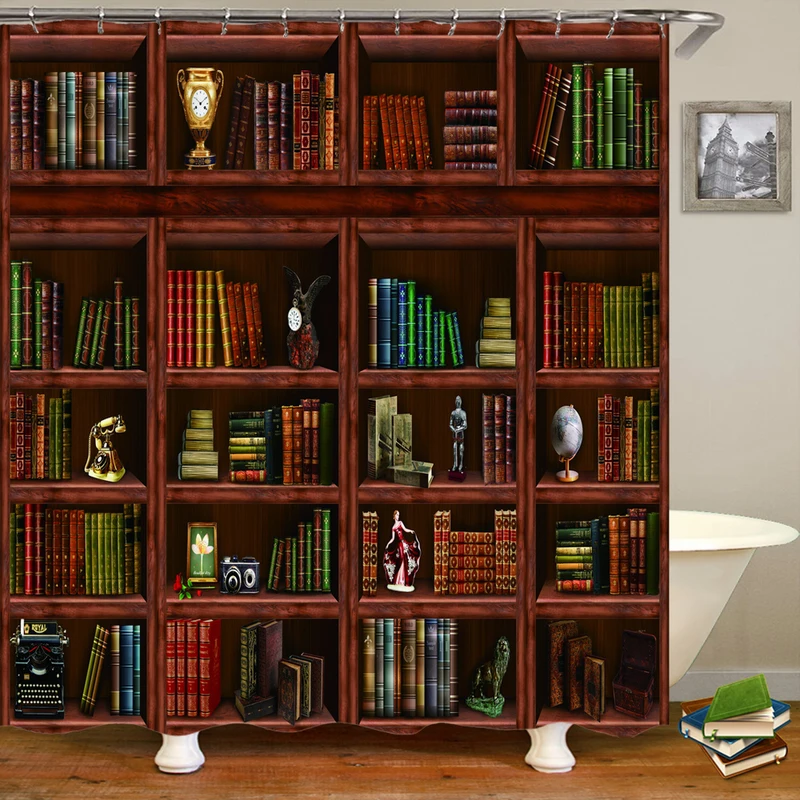 3d Printed Bathroom Curtains Nordic Retro Style Bookshelf Shower