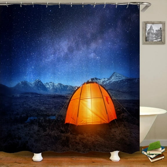 3d Printed Bathroom Curtains Starry Sky Camping Night Scenery Shower Curtain With Home Decor Waterproof Fabric Bath Screen