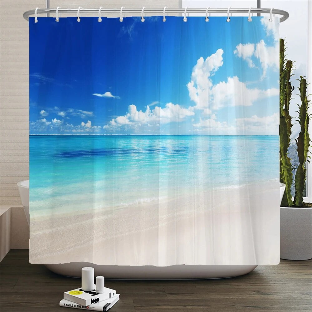 3d Printed Beach Scenery Shower Curtain Sea Ocean Mediterranean