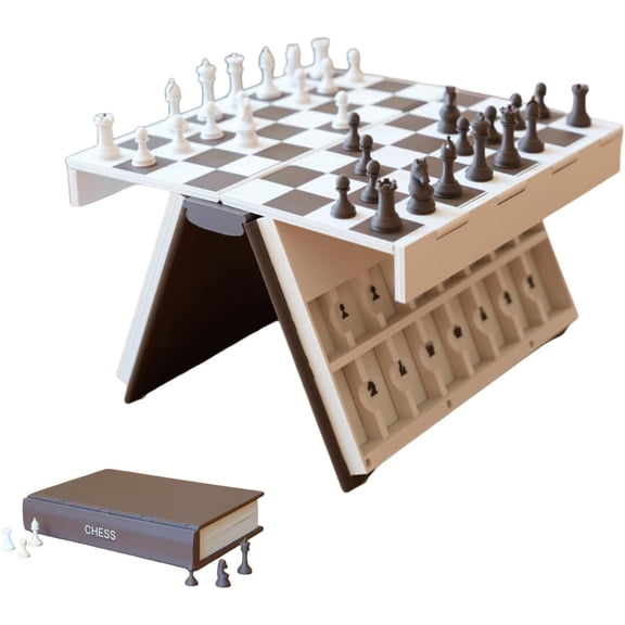 3d Printed Board Game Books, Chess Board Set with Storage Books Design Folding Board Game for Adults Portable Compact Game Set, Decorative Gift for Home (1pc)