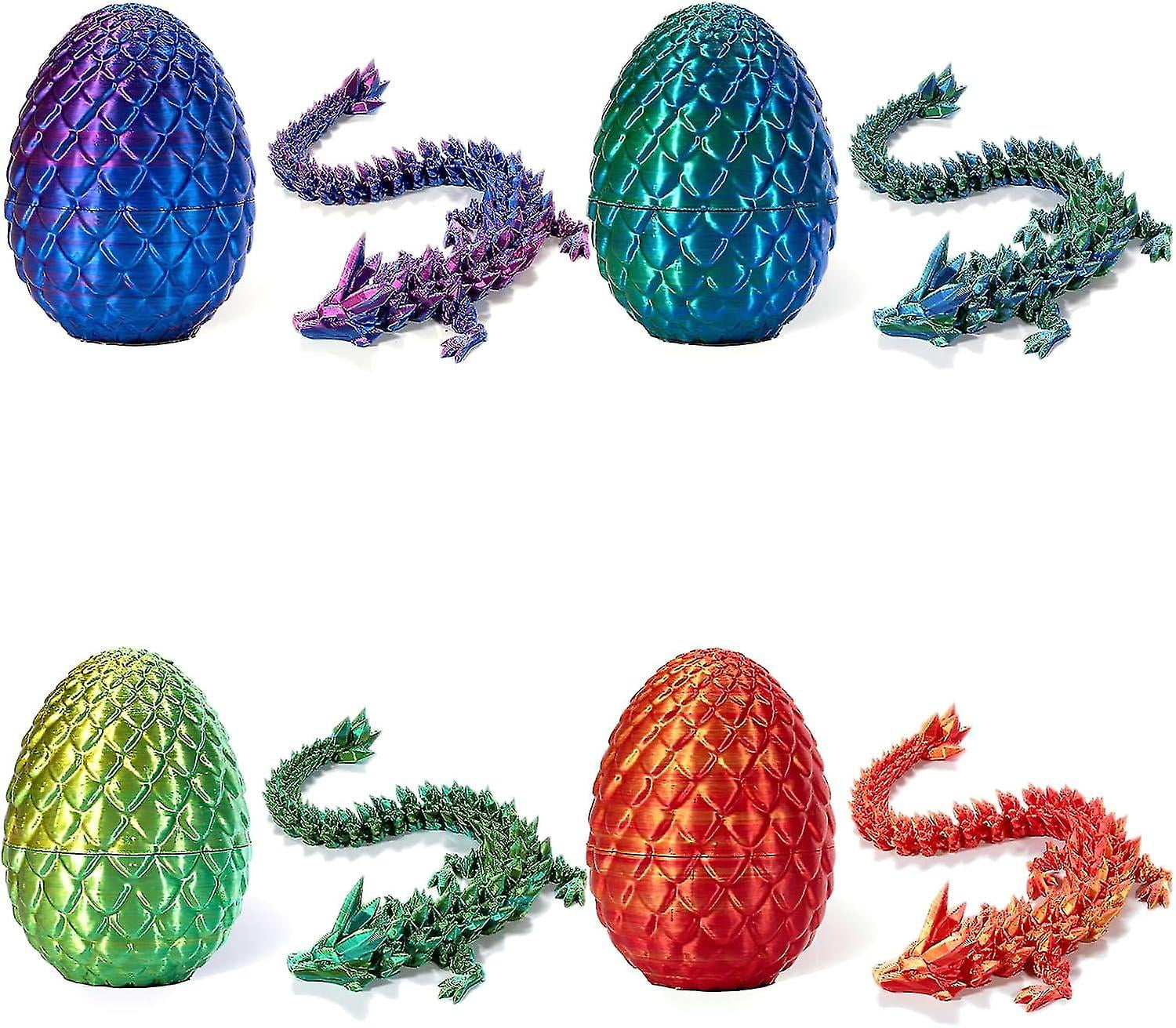 3d Printed Dragon In Egg, Full Articulated Dragon Crystal Dragon With Dragon Egg, Home Office Decor Executive Desk Toys, Adults Fidget Toys For Autism