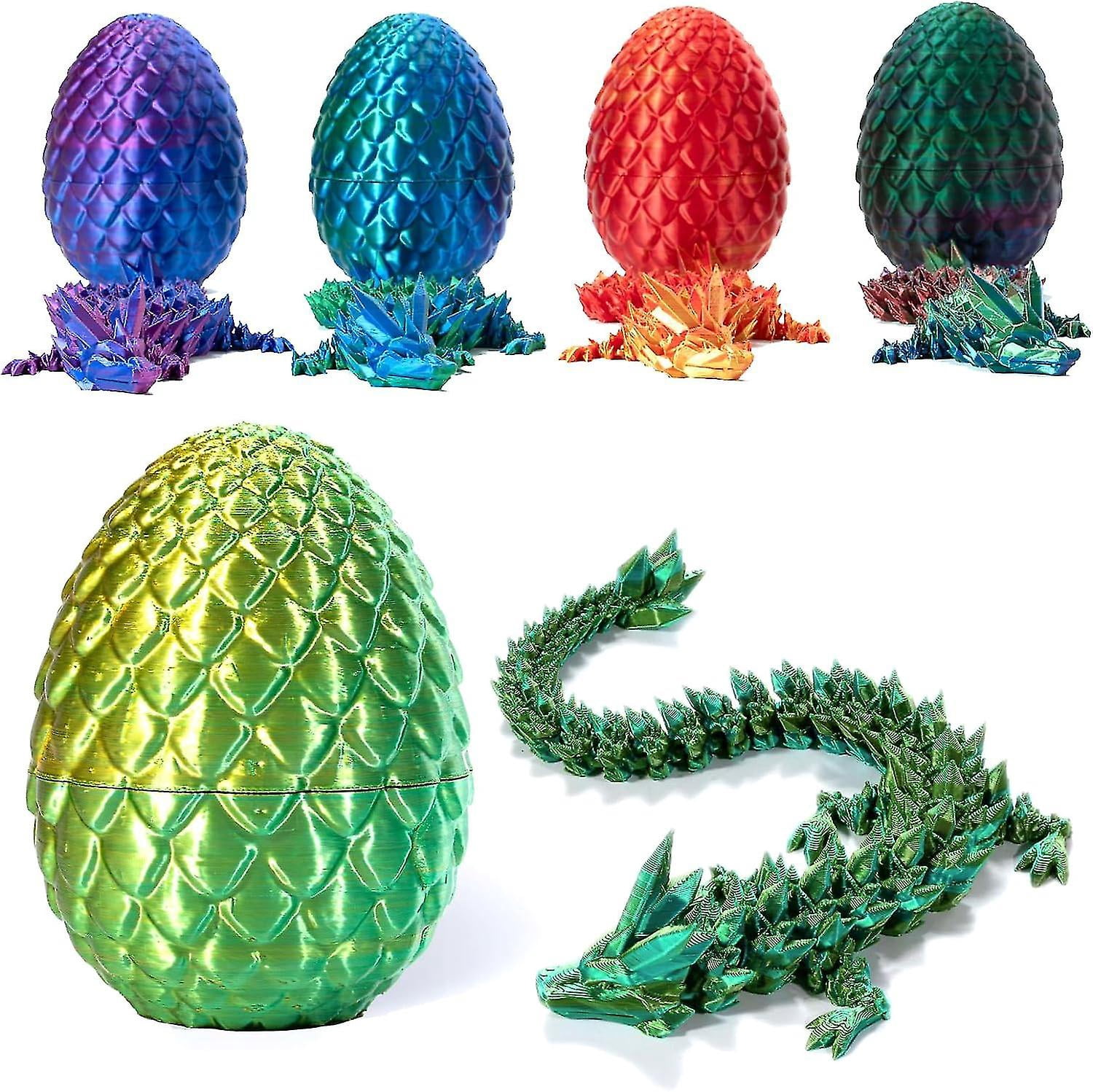 3d Printed Dragon In Egg, Full Articulated Dragon Crystal Dragon With Dragon Egg, Home Office Decor Executive Desk Toys, Adults Fidget Toys For Autism