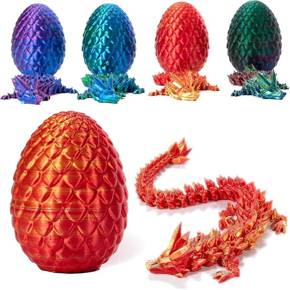 3d Printed Dragon In Egg, Full Articulated Dragon Crystal Dragon With Dragon Egg, Home Office Decor Executive Desk Toys, Adults Fidget Toys For Autism