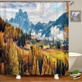 thumbnail image 1 of 3d Printed natural Mountains Forest landscape Shower Curtain Polyester Fabric Waterproof Bathroom Curtains With 180*180, 1 of 5