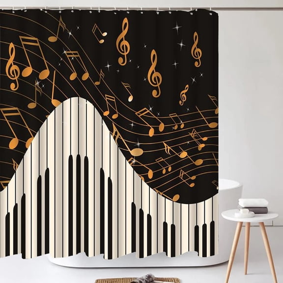 3d Printing Music Piano Shower Curtains With Waterproof Bathroom Curtain Decorative European Style Polyester Bath Curtain