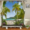 thumbnail image 1 of 3d Printing Sunshine Beach Palm Trees Bathroom Shower Curtain Seaside Scenery Home Decoration Waterproof Bath Curtain With Hook, 1 of 4