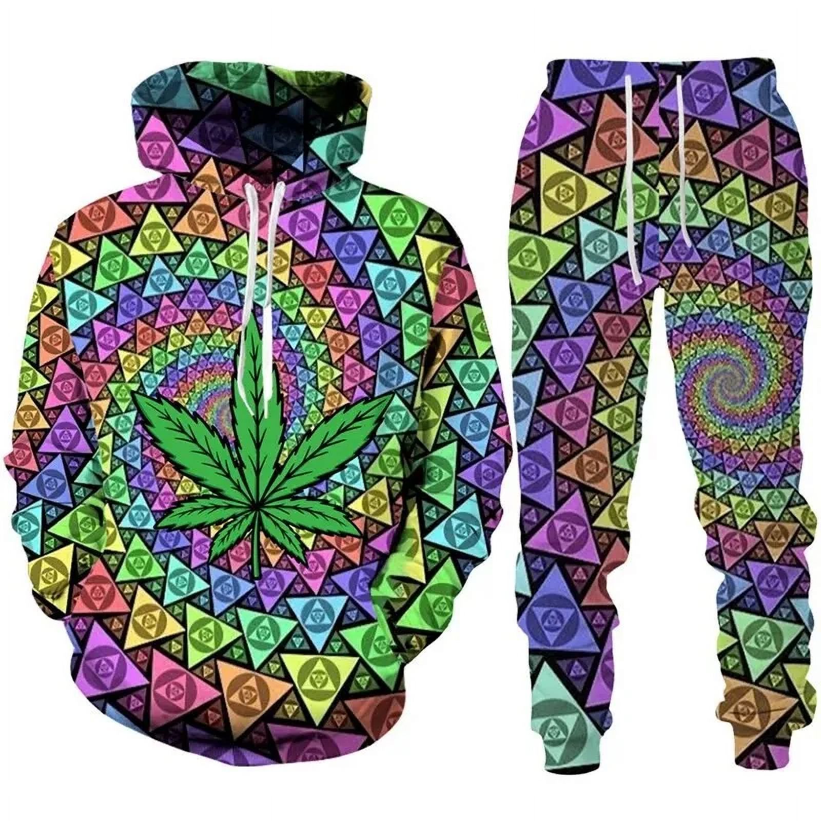 3d Printing Three Color Maple Leaf Hoodies Set Men Night Autumn Two