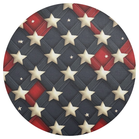 3d Red Blue Plaids Stars PVC Round Grid Placemat Table Mat 1 Pc 15.4" x 15.4"