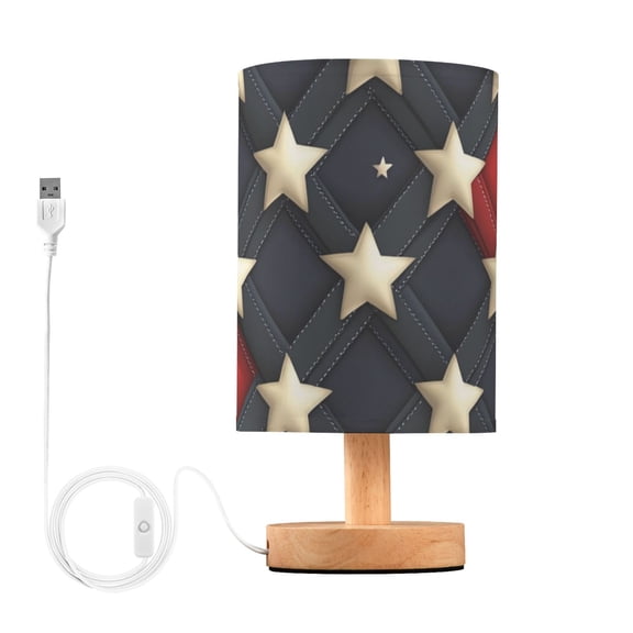 3d Red Blue Plaids Stars Table Lamp with USB Port LED Warm Light Lamp Night Light Home Decor