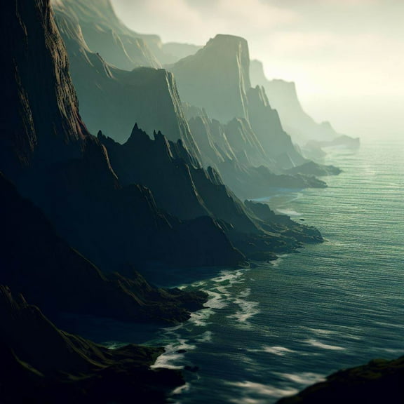 3d Rendered Cliffs Digital Art - 12" x 12" Wall Decor