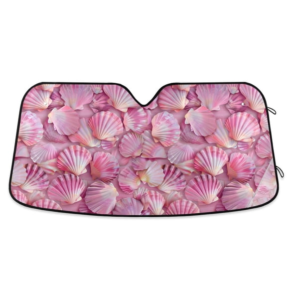 3d Seashells Car Windshield Sun Shade Foldable Car Front Window Visor Heat and UV Protection 53x23.5