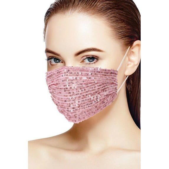 3d Sequin Fashion Facemask Blush