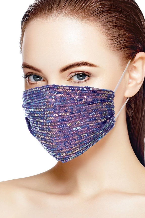 3d Sequin Fashion Facemask Purple