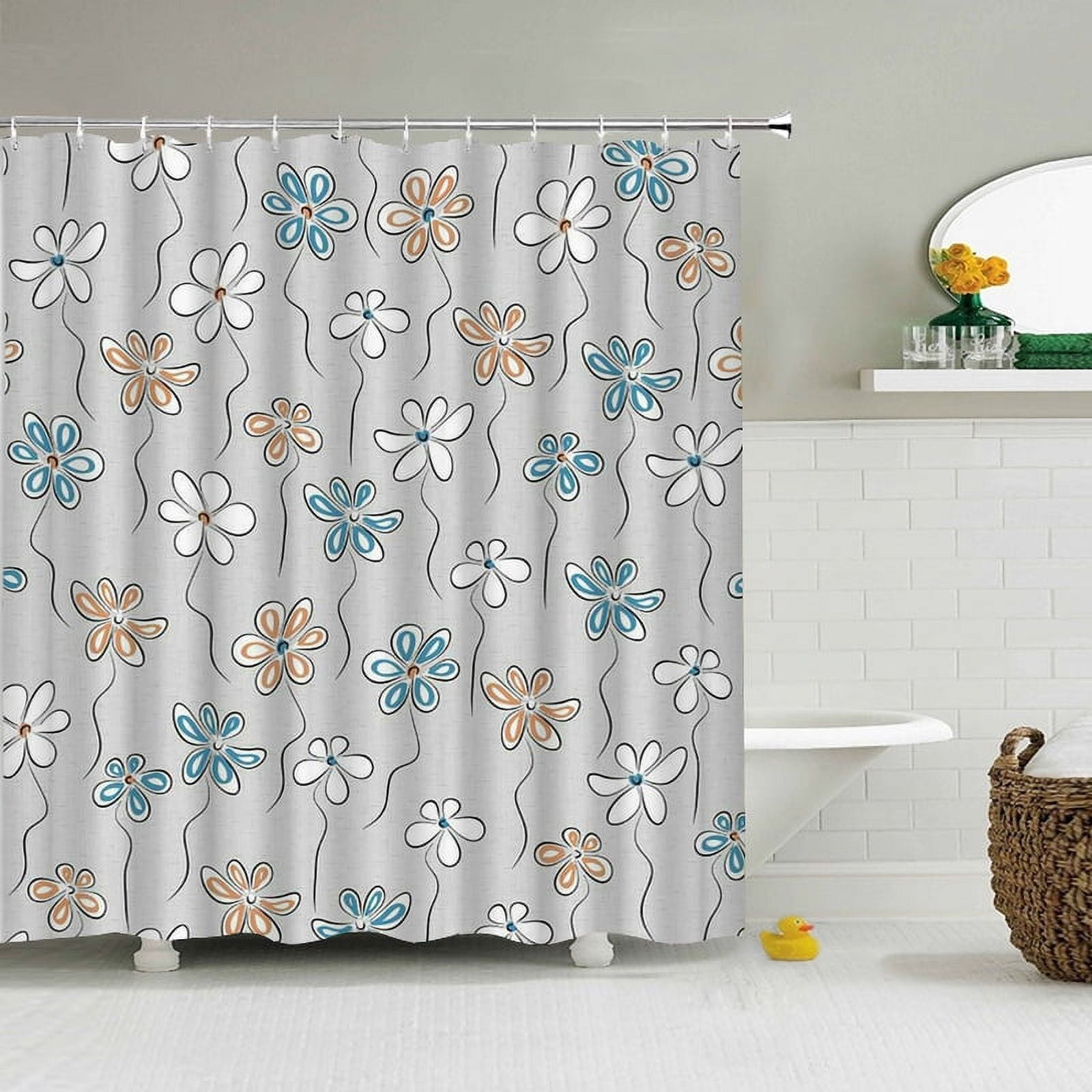 3d Shower Curtains Flowers Bathroom Curtain With Waterproof Print ...