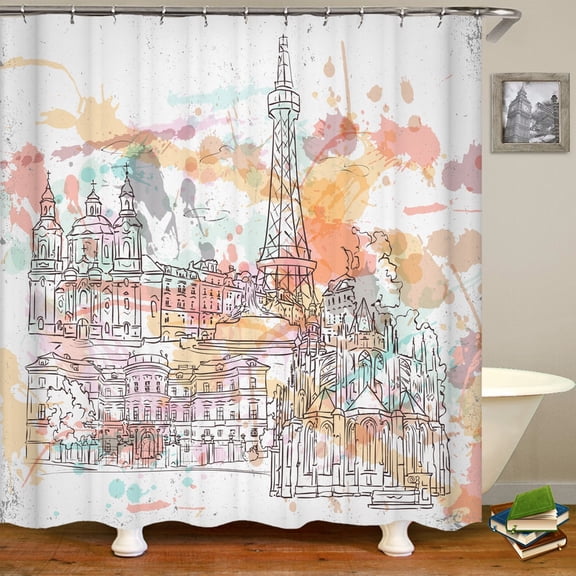 3d Shower Curtains Flowers Paris Tower Waterproof Bathroom Curtain With 12 Home Decoration Washable Polyester Bath Screen