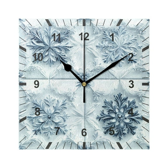 3d Snowflakes Wall Clock Battery Operated Silent Non-Ticking Bedroom Office Kitchen Home School Decor 7.8"(Black)