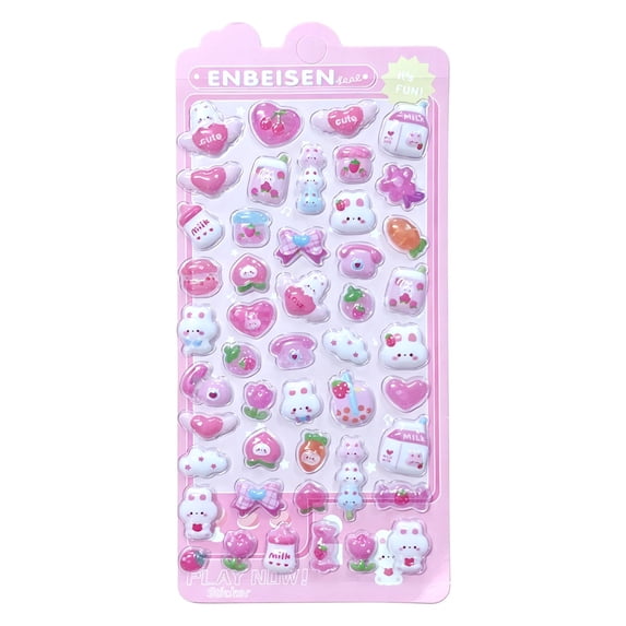 3d Stickers 3D Cute Stickers Cartoon Butterfly Flowers Green Fruit Puff Stickers Kawaii Mini Puffy 3D Reusable Puffy for Scrapbooks Planner Journals Laptops Phone Case Decoration StyleN