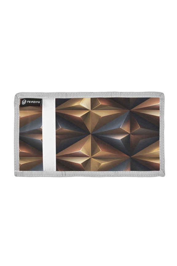 3d Symmetrical Pattern Abstract Trifold Wallets Card Holders Coin Pockets with Lanyards Portable Unisex