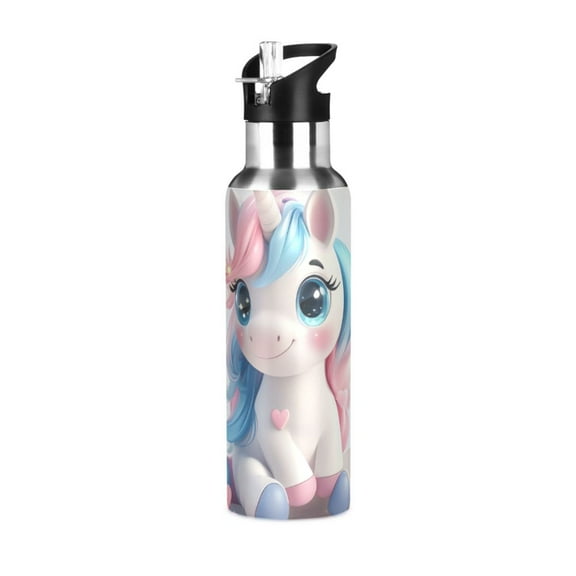 3d Unicorns Butterflies Sports Bottle with Straw Stainless Steel Water Jug Portable Thermal Cup Leak-proof 1000ML