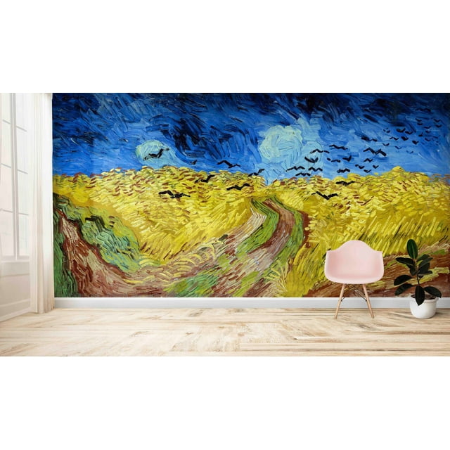 3d Wallpaper, Wheatfield with Crows, Custom Wallpaper, Vincent Van Gogh