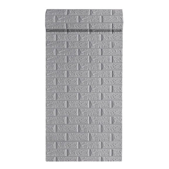 3d Waterproof Self-Adhesive Wall Stickers Living Room Kitchen Bathroom Wall Stickers ,Wall Decor For Protecting Kids,anti -collsion-brick silver grey-10m