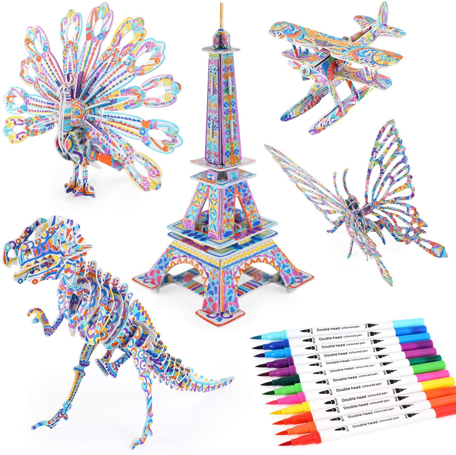 KAZOKU 3D Coloring Puzzle Set with 10pcs 3D Puzzles for Kids Ages 12-14  Gifts for 8 Year Old Girls Boys Art Supplies for Kids 9-12 Craft Puzzle  with 48 Pen - Yahoo Shopping