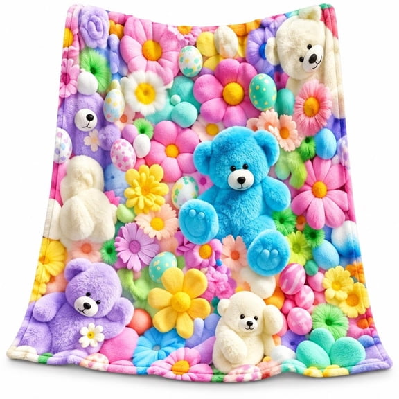 3d plush blanket Teddy Bear Print Flannel Couch Bedding Decor
