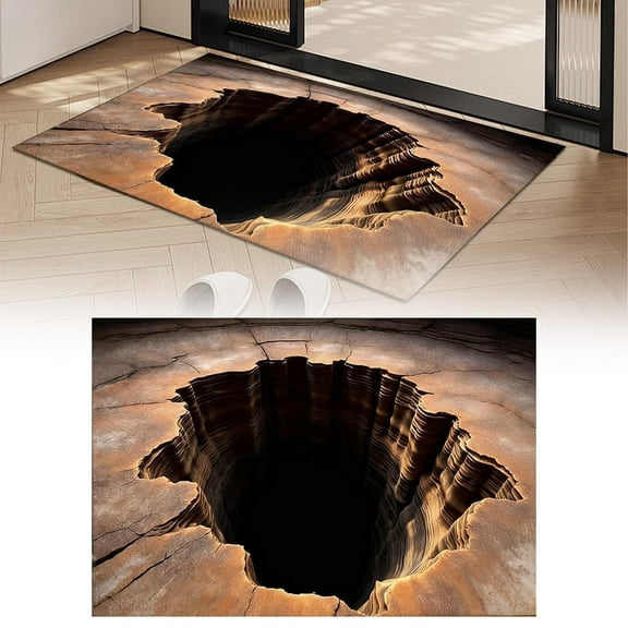 3d rugs optical illusion,optical illusion rug,2026 New Arrival 3D Optical Illusion Rug, Realistic Hole Carpet, Non-Slip Floor Mat for Entryway, Kitchen, Bathroom, Living Room, 40x60cm