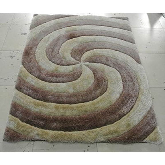 3d804 5 x 7 in. 3 Dimension Hand Carved Shag Rug - Champagne