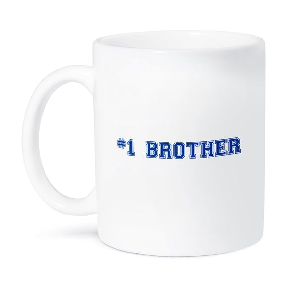 3dRose, #1 Brother - Number One Bro - dark blue text - Sibling Gifts for big elder younger little brothers, 11oz Mug