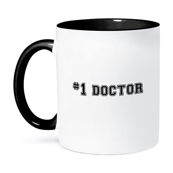 3dRose, #1 Doctor - Number One Doctor for worlds greatest and best doctors - Medical professional gifts, 11oz Two-Tone Black Mug