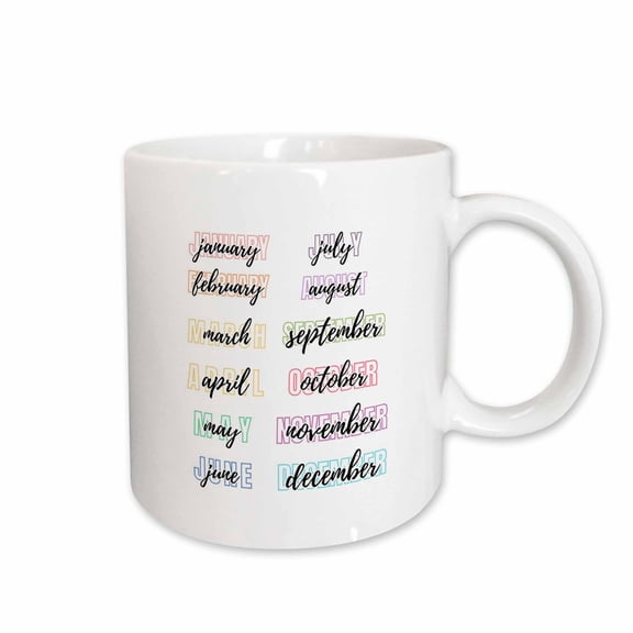 3drose, 12 Months Typography Text, 11oz Mug