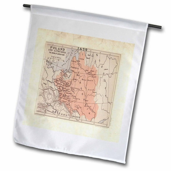 3dRose, 1569 Map Of Poland n Lithuania, 12 x 18 inch Garden Flag