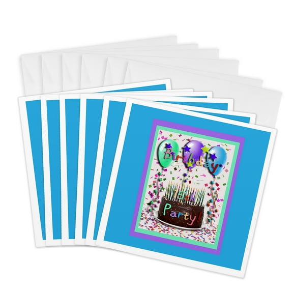 3drose, 15th Birthday Party Invitation Chocolate Cake, 6 Greeting Cards with Envelopes