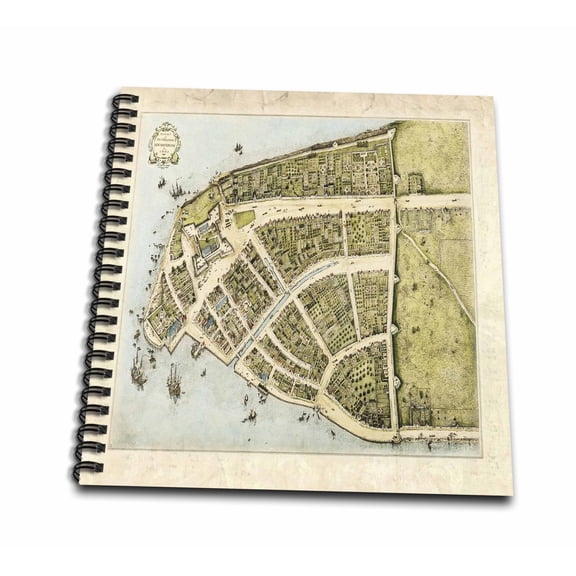 3dRose, 1660 Map When New York Was New Amsterdam, Drawing Book 8 x 8 inch