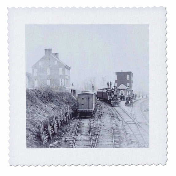 3dRose, 1863 Photo Of Train During Americas Civil War, 10x10 inch quilt square