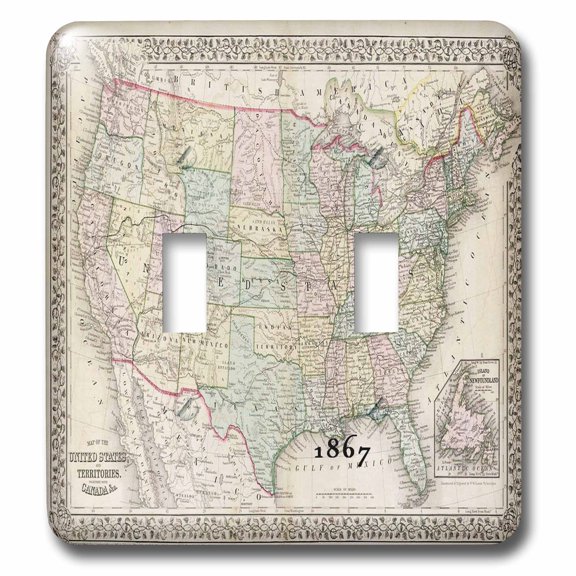 3dRose, 1867 Map Of The United States, double toggle switch