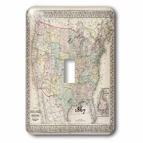 3dRose, 1867 Map Of The United States, single toggle switch