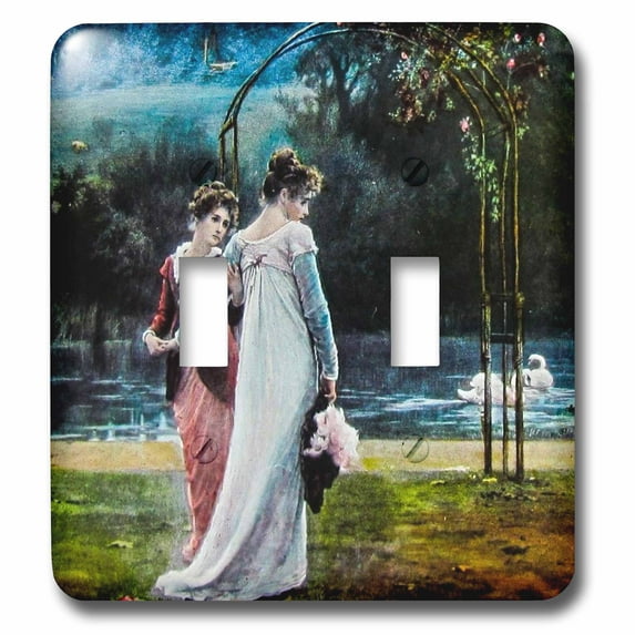 3dRose, 1880s Victorian Women in the Moonlight Garden Vintage , double toggle switch