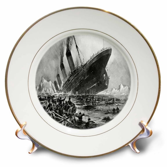 3dRose, 1912 Artists Rendering Of Sinking Of The Titanic, 8 inch Porcelain Plate