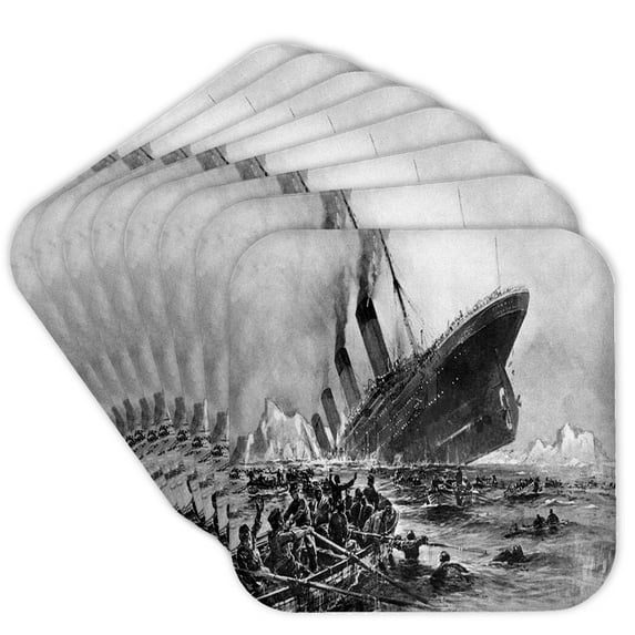 3drose, 1912 Artists Rendering of Sinking of the Titanic, Set of 8 Coasters - Soft