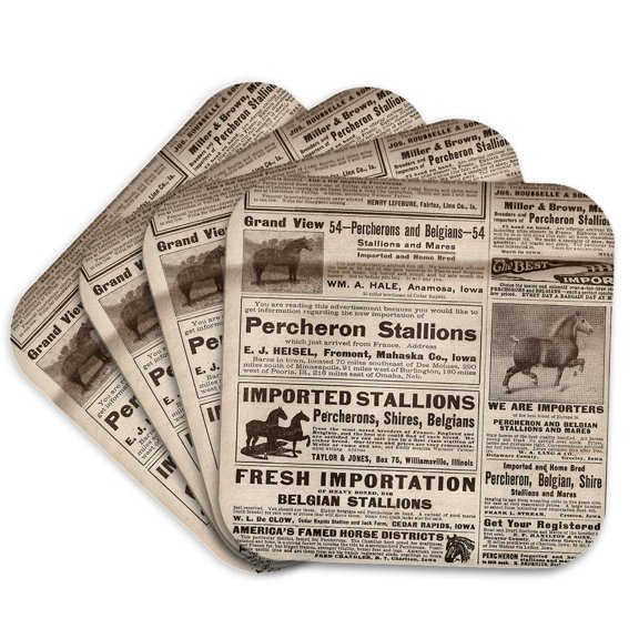 3dRose, 1913 Vintage Horse Ads, Set of 4 Coasters - Soft