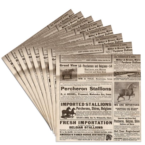 3dRose, 1913 Vintage Horse Ads, Set of 8 Ceramic Tile Coasters