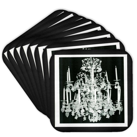 3drose, 1920s Chrystal Chandelier, Set of 8 Coasters - Soft