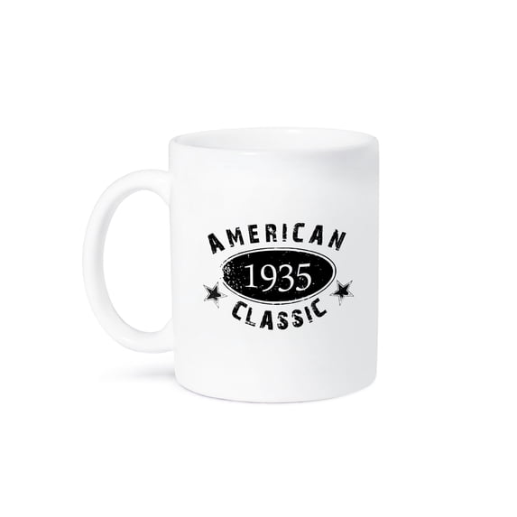 3dRose, 1935 American Classic - Personalized Birth Year Birthday gift - black grunge vintage look - funny, 11oz Mug